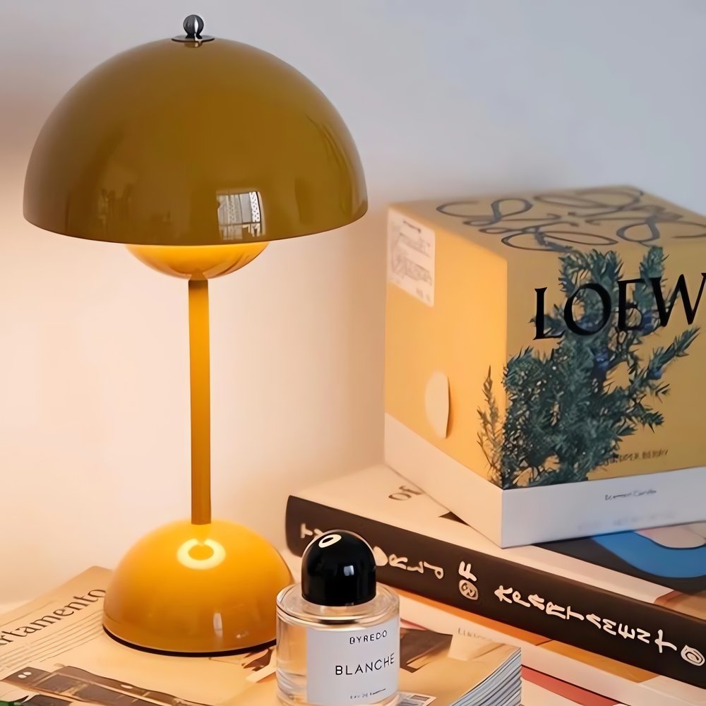 Lampe Vintage En Forme De Champignon Moutarde