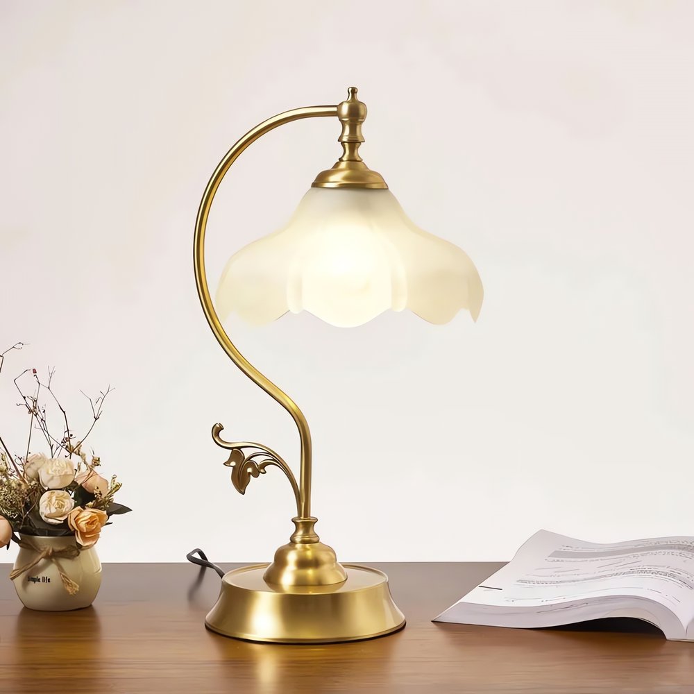 Lampe Vintage En Laiton Fleur