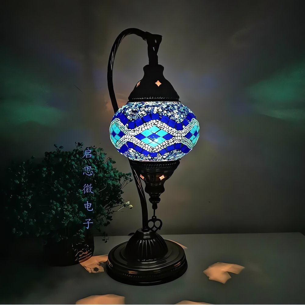Lampe Vintage En Mosaïque Bleue