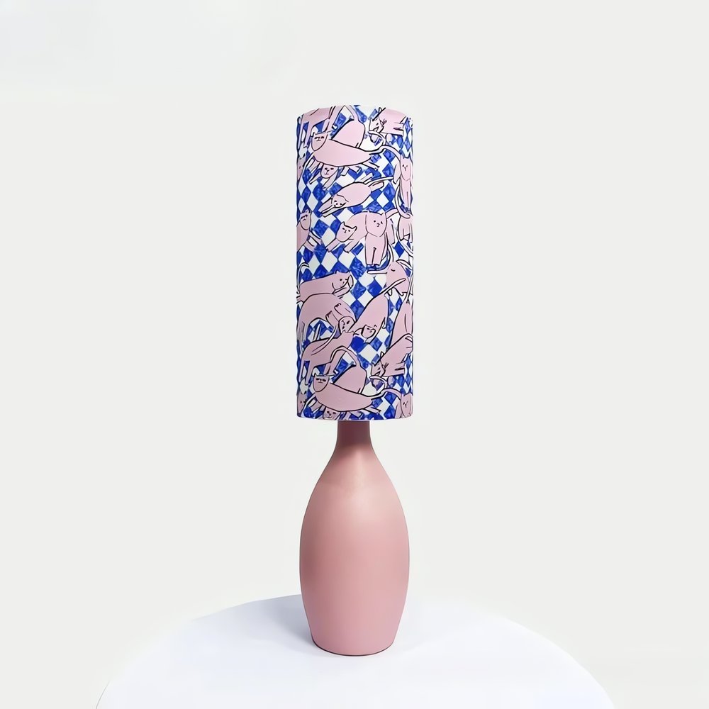 Lampe Vintage En Tissu Animaux Bleus