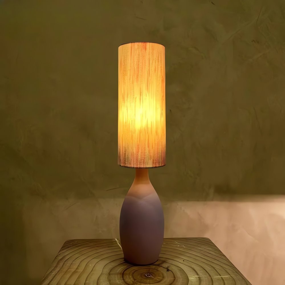 Lampe Vintage En Tissu Éclairé Orange
