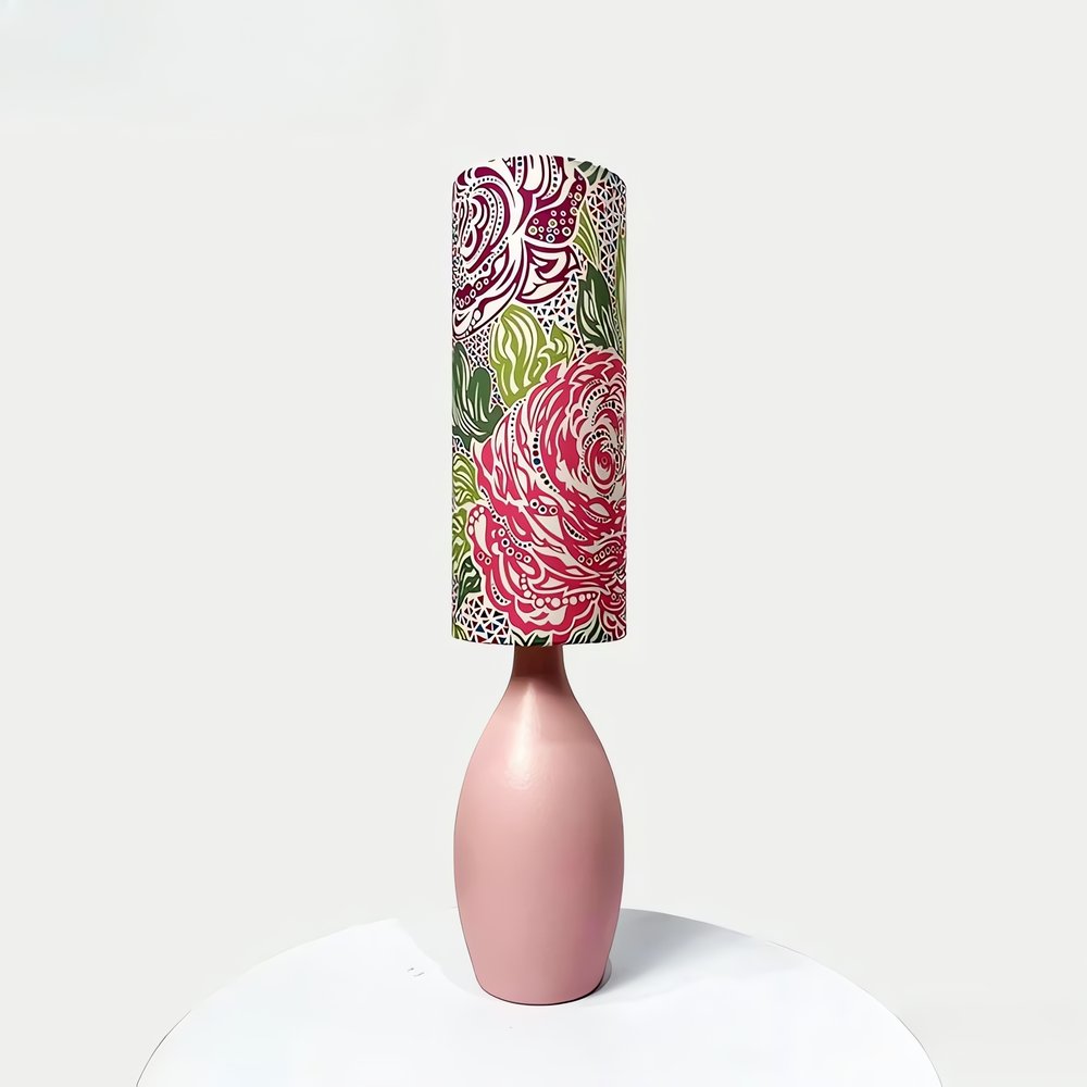 Lampe Vintage En Tissu Roses