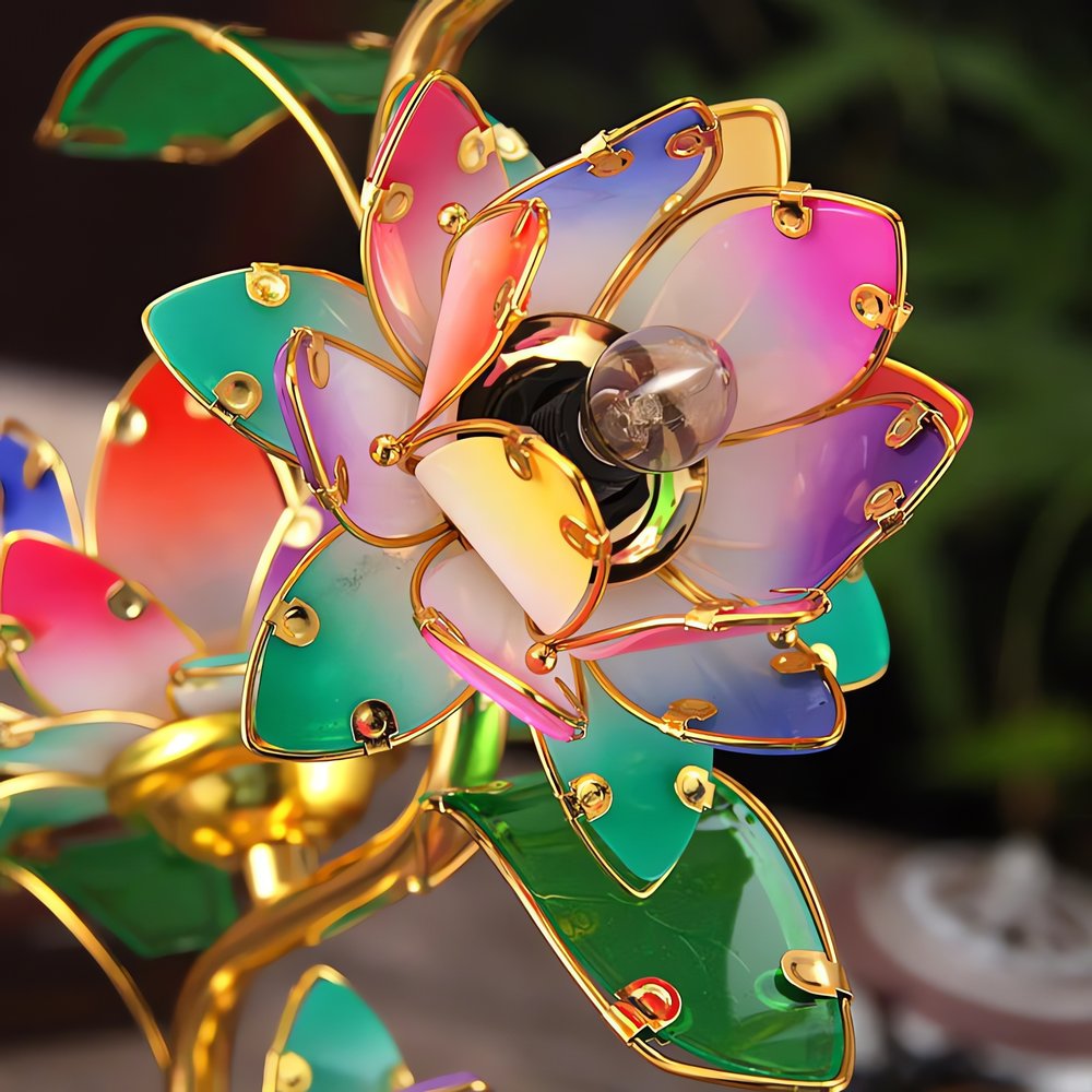 Lampe Vintage Fleur De Lotus Multicolore