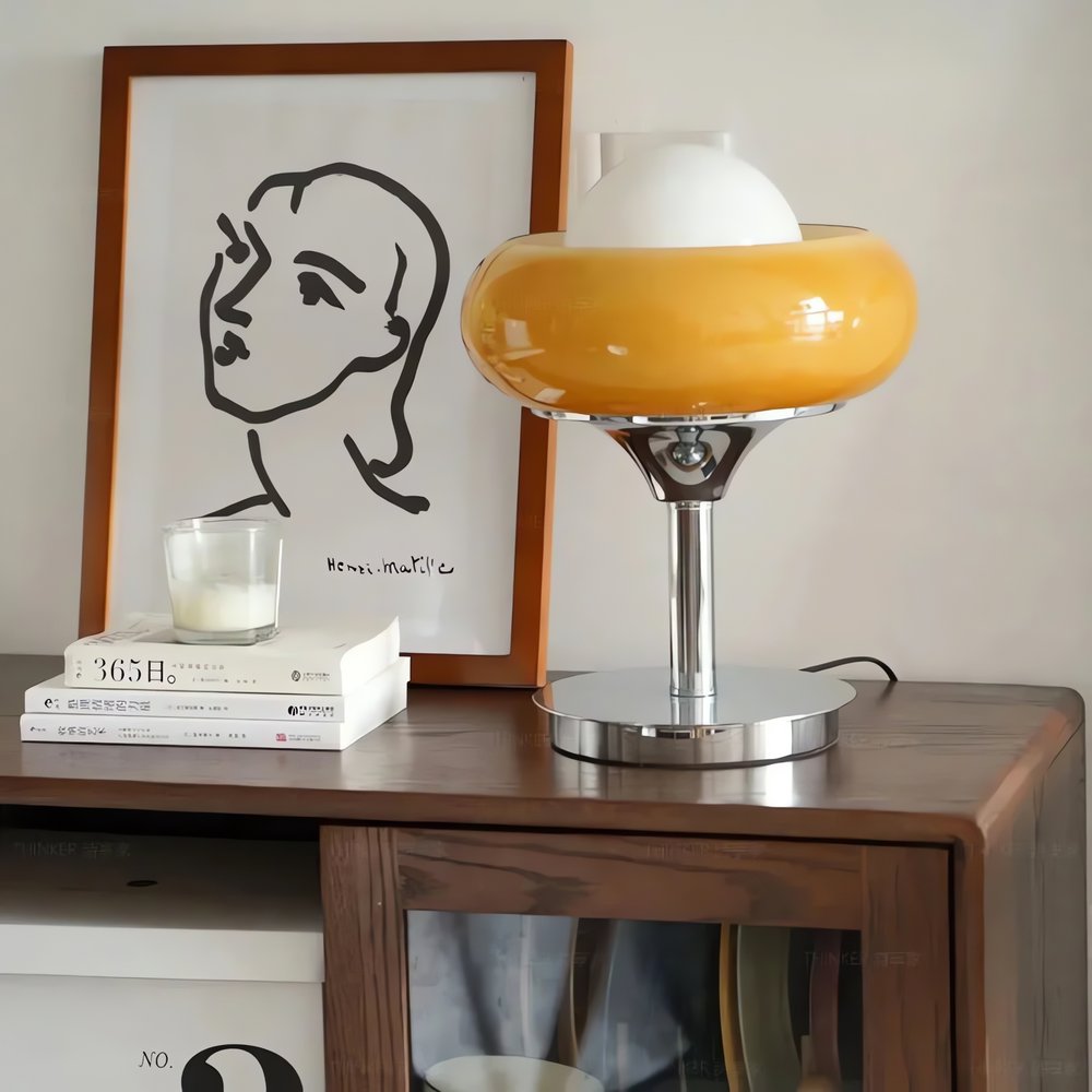 Lampe Vintage Halogène Orange Argentée