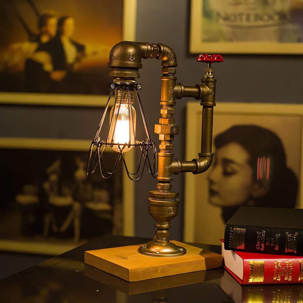 Lampe Vintage Industrielle Tuyaux Métalliques