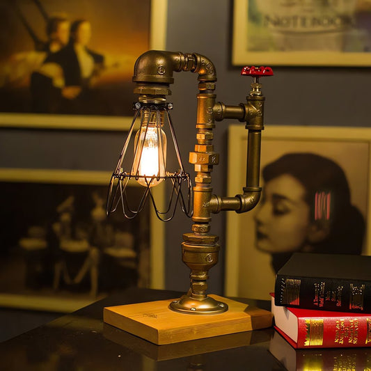 Lampe Vintage Industrielle Tuyaux Métalliques