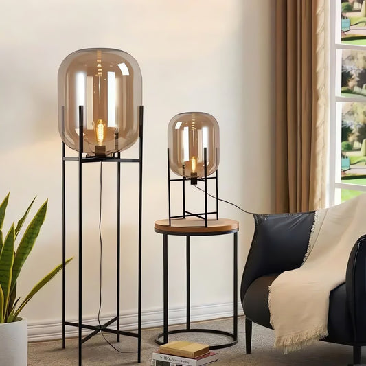 Lampe Vintage Sur Pied Industrielle Verrière