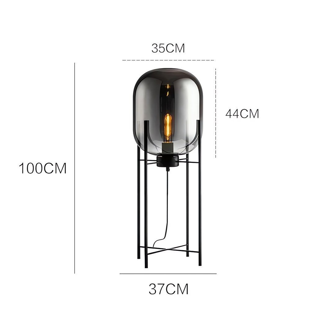 Lampe Vintage Sur Pied Verre Fumé