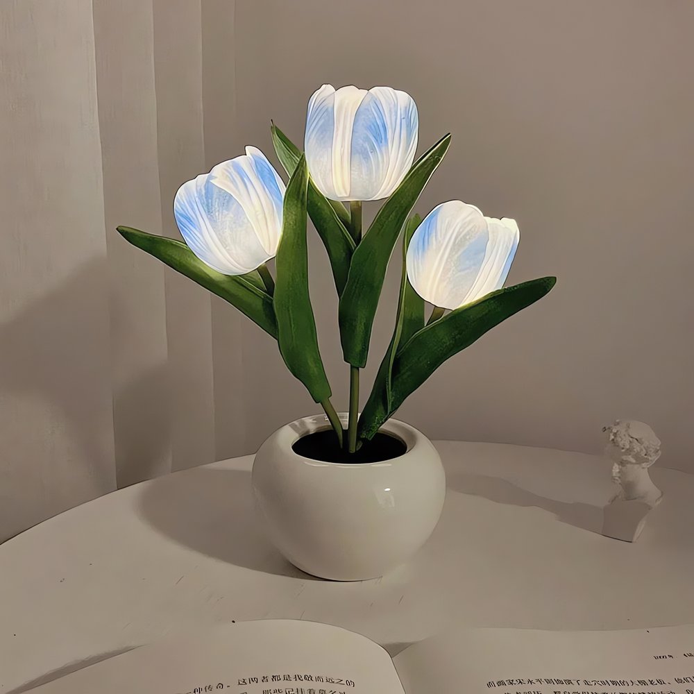 Lampe Vintage Tulipe Fleurs Blanche