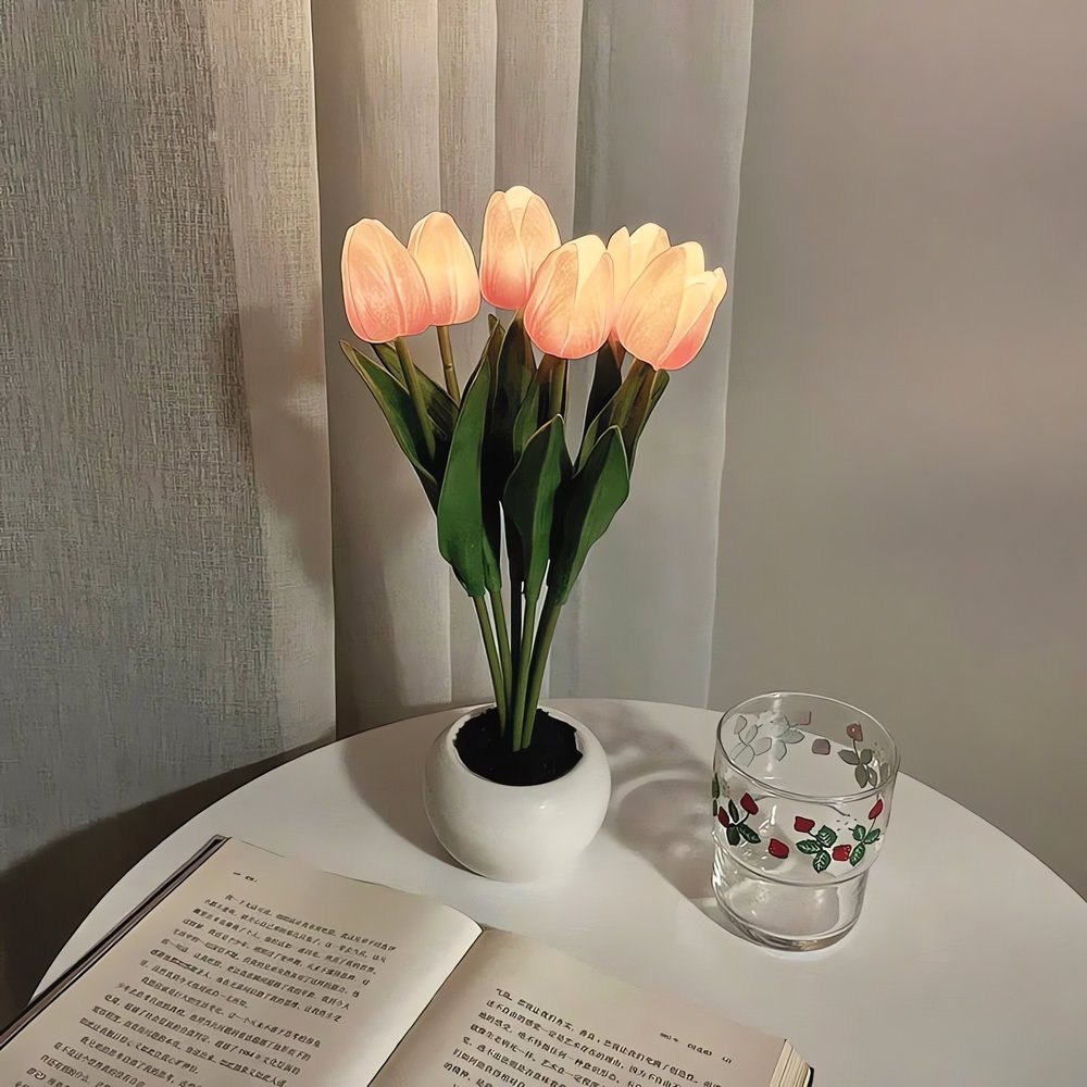 Lampe Vintage Tulipe Peinte