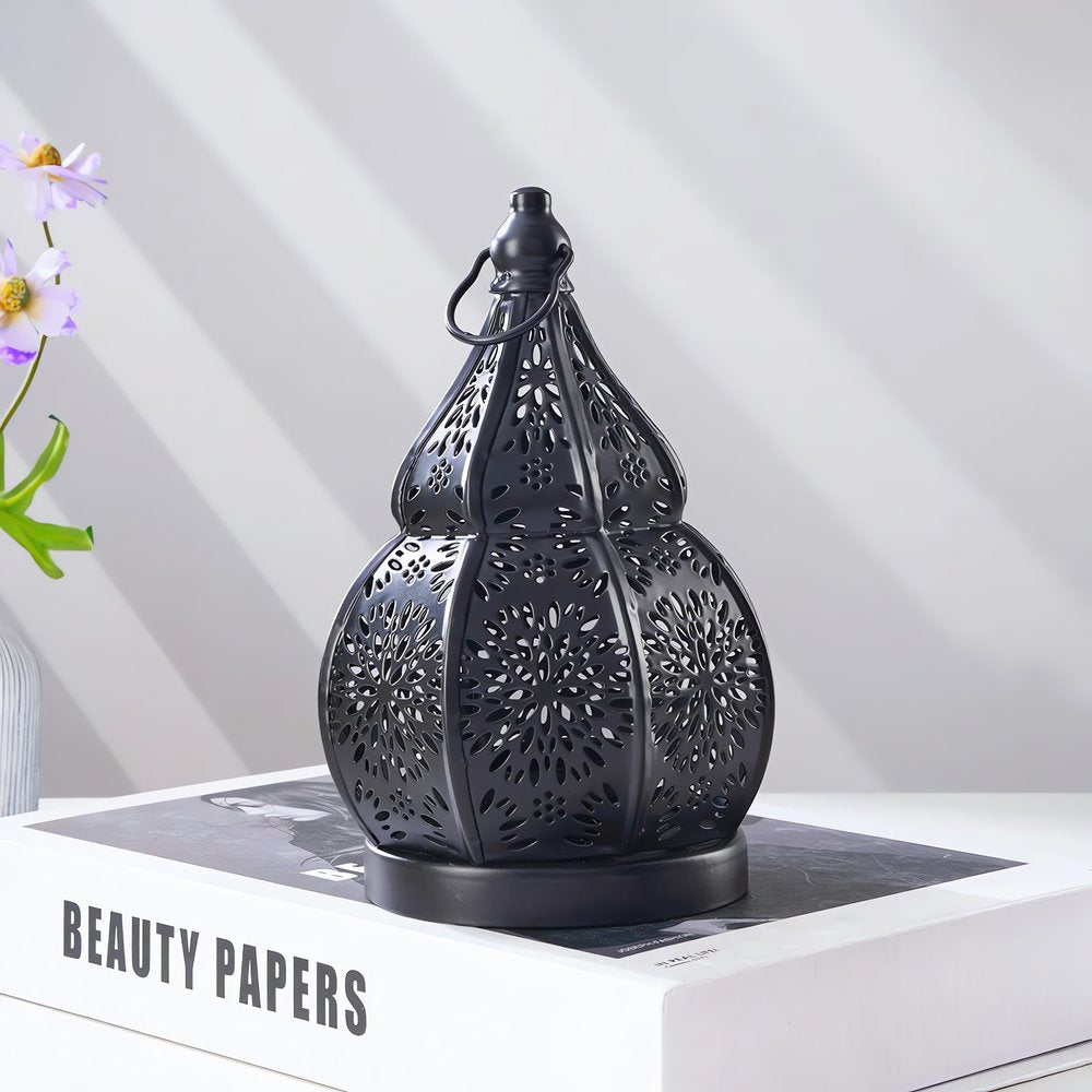 Lampe Vintage Tunisienne Noire Fleurs