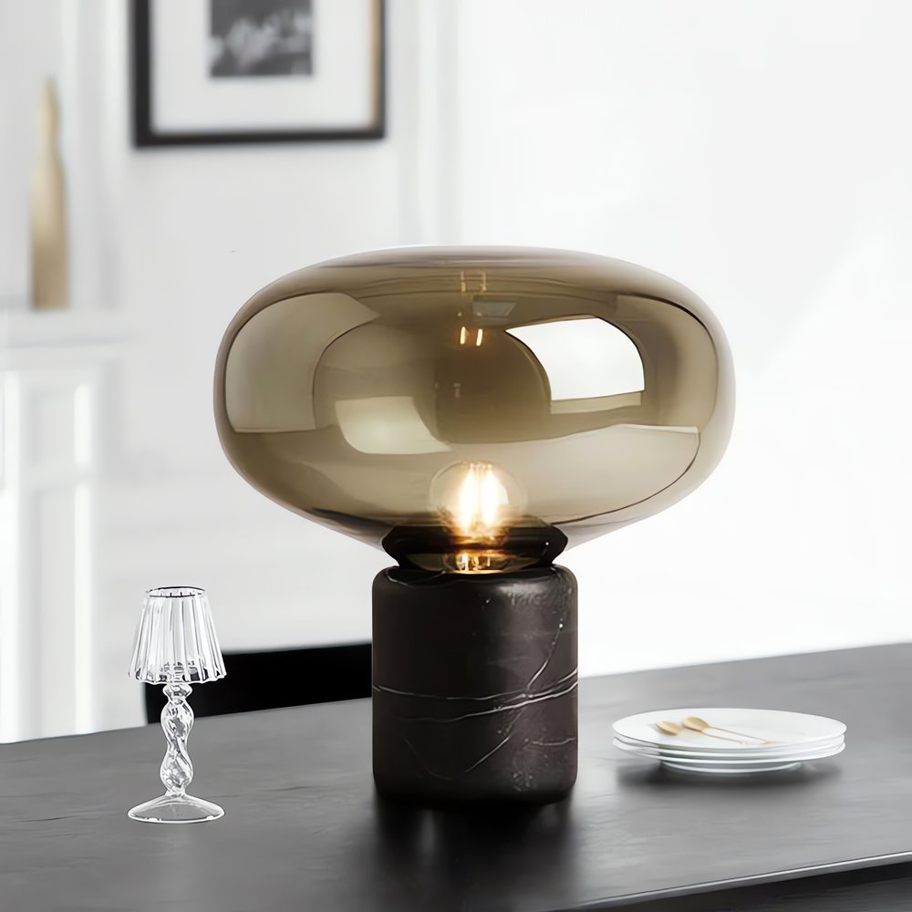 Lampe Vintage Verre Fumé