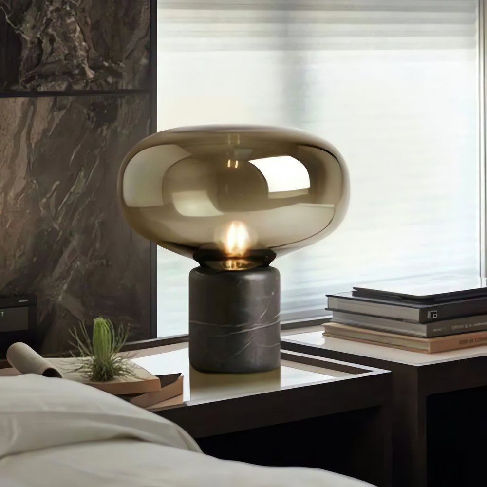 Lampe Vintage Verre Fumé Sphère