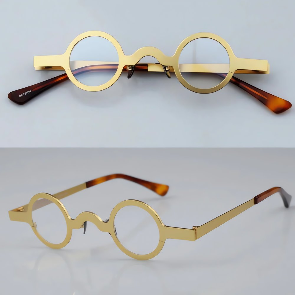 Lunettes Loupe Vintage Rondes Dorées
