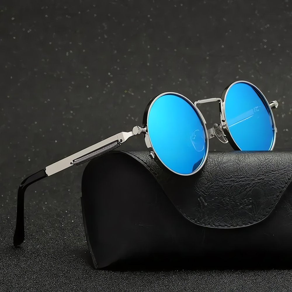 Lunettes Vintage Bleues Chic Dorées