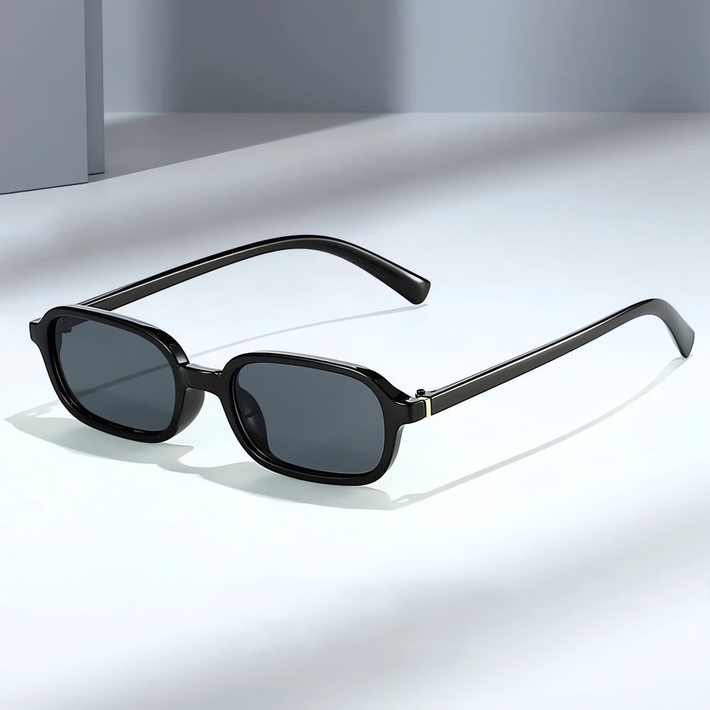 Lunettes Vintage Rectangulaire Noir Brillant