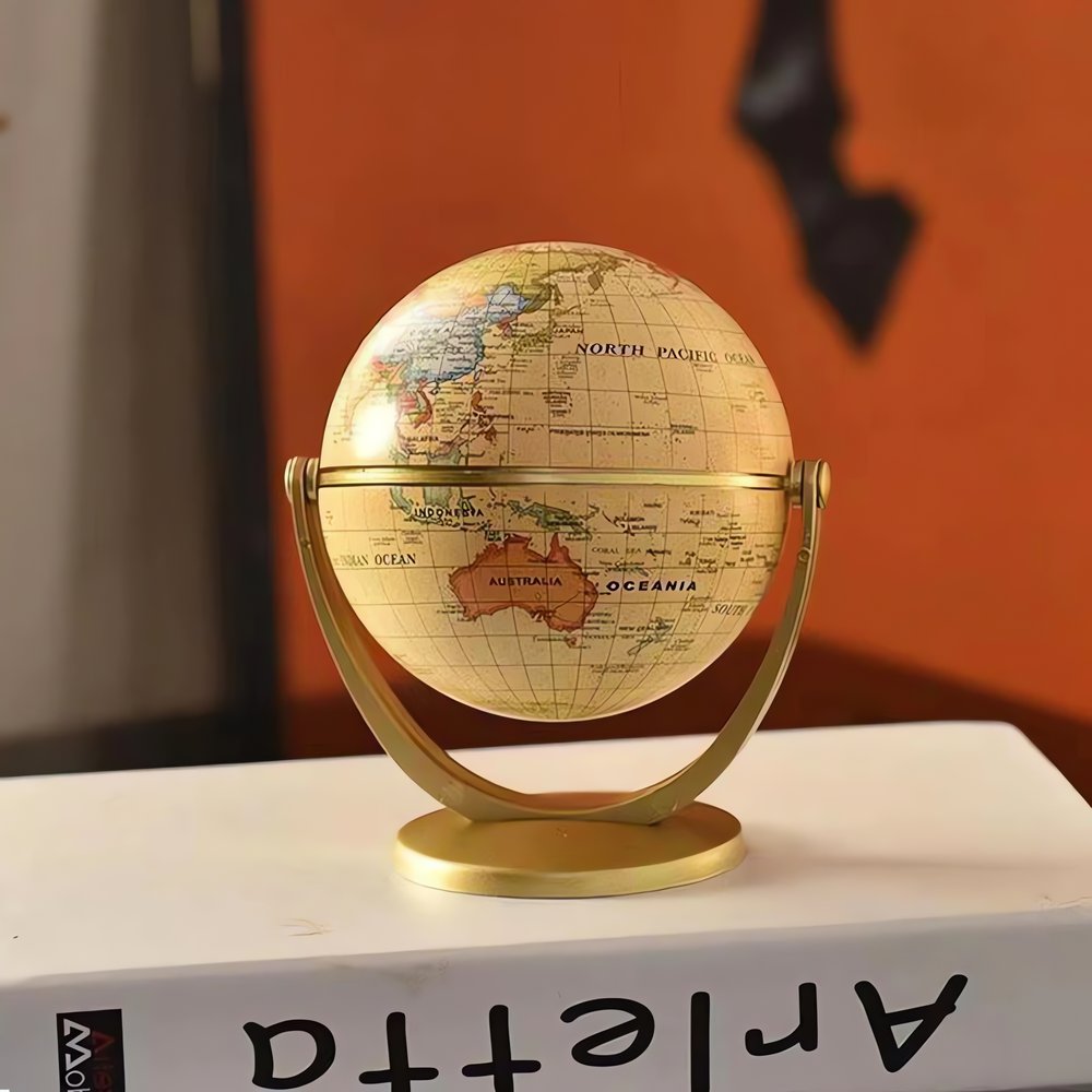Mini Globe Terrestre Vintage Laiton Ancien