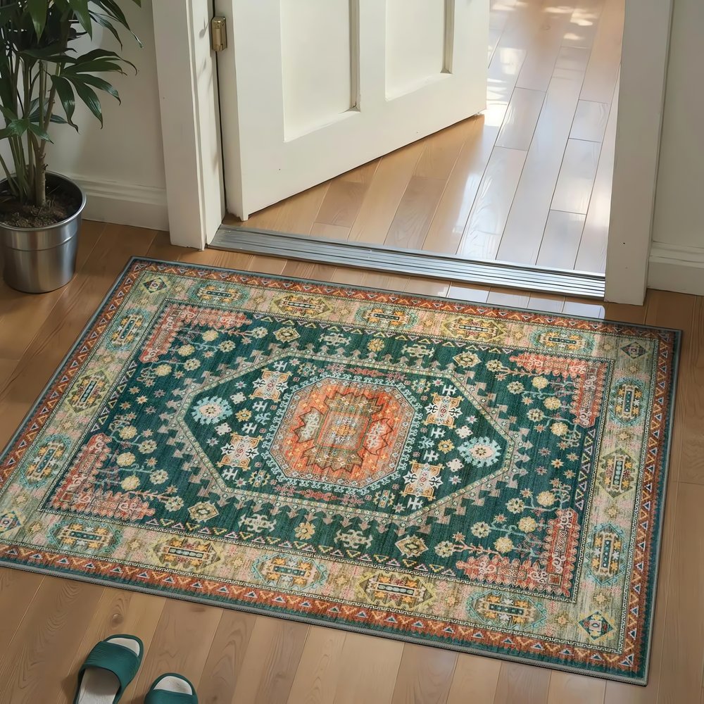 Petit Tapis Vintage Géométrique Orange