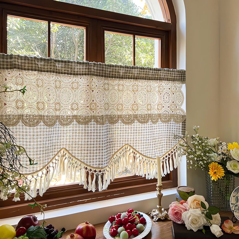 Petits Rideaux Vintage Nappe Bois