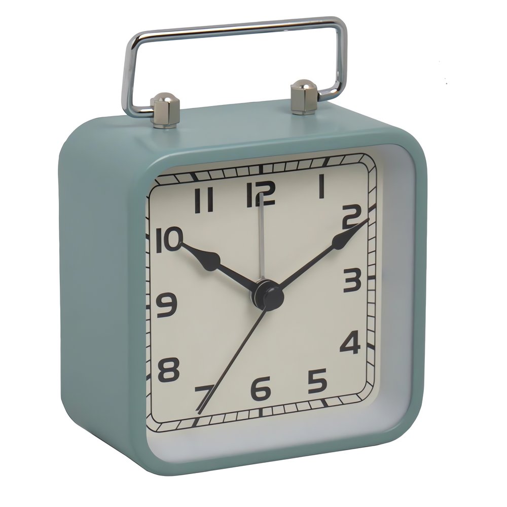 Réveil Vintage Carré Bleu Cadran