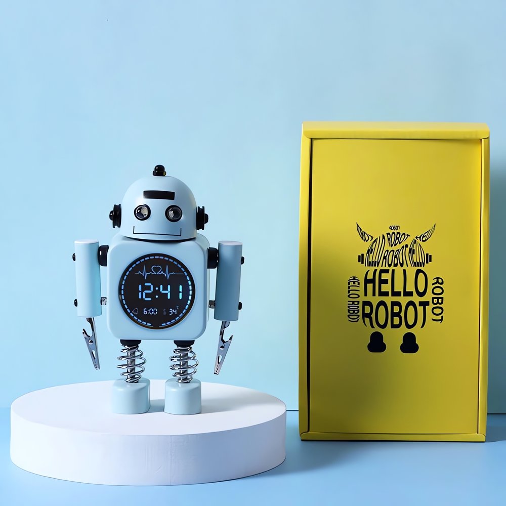 Réveil Vintage Connecté Pour Enfant Robot Bleu
