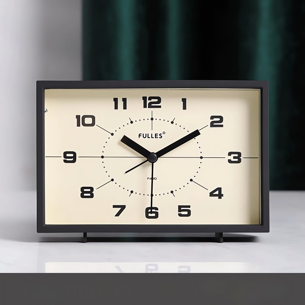 Réveil Vintage Rectangulaire Noir