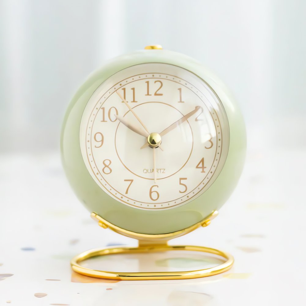 Réveil Vintage Rond Quartz Métallique