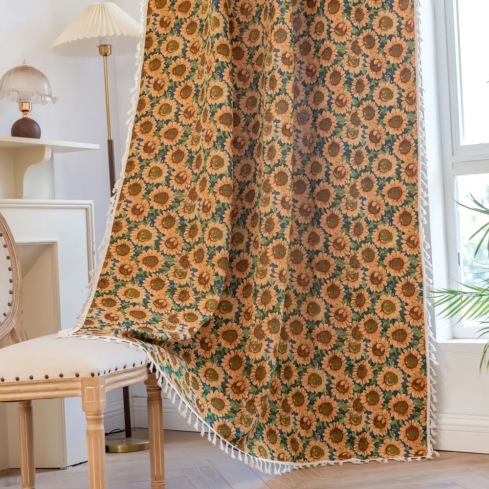 Rideaux Vintage Année 40 Tournesols Été