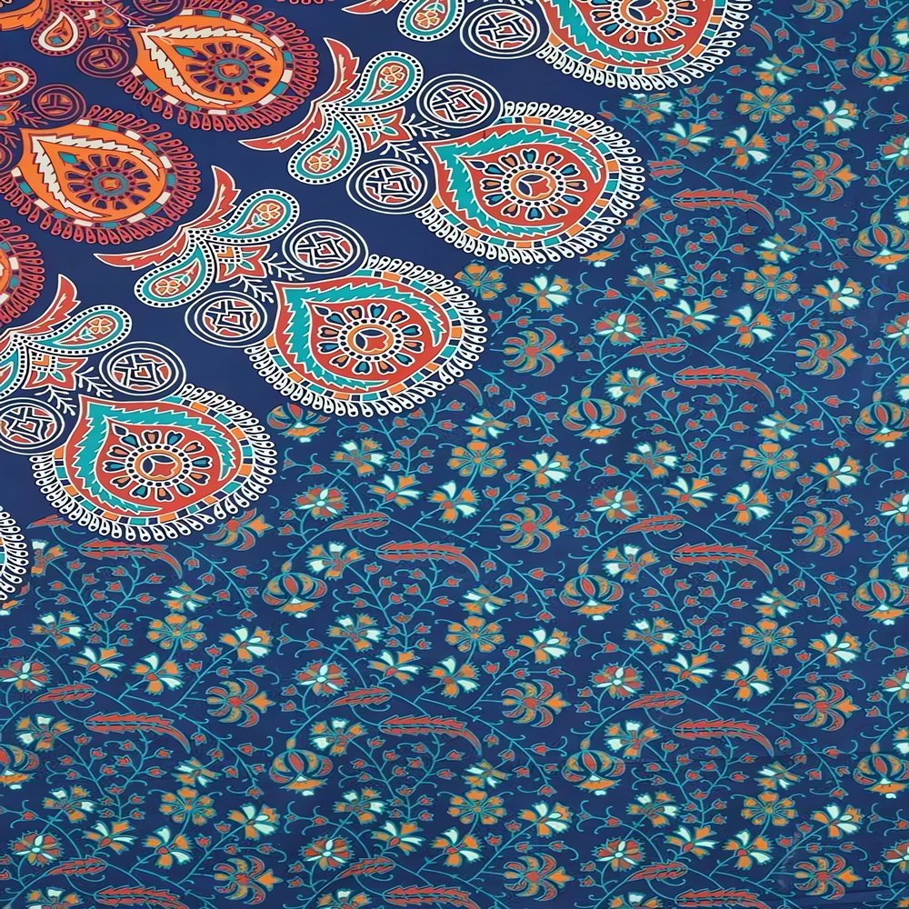 Rideaux Vintage Année 70 Paisley Turquoise Bleu
