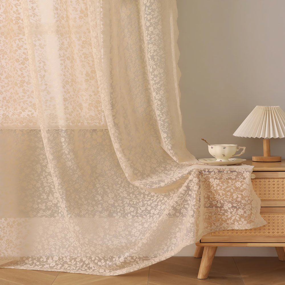 Rideaux Vintage Beige Fleuri