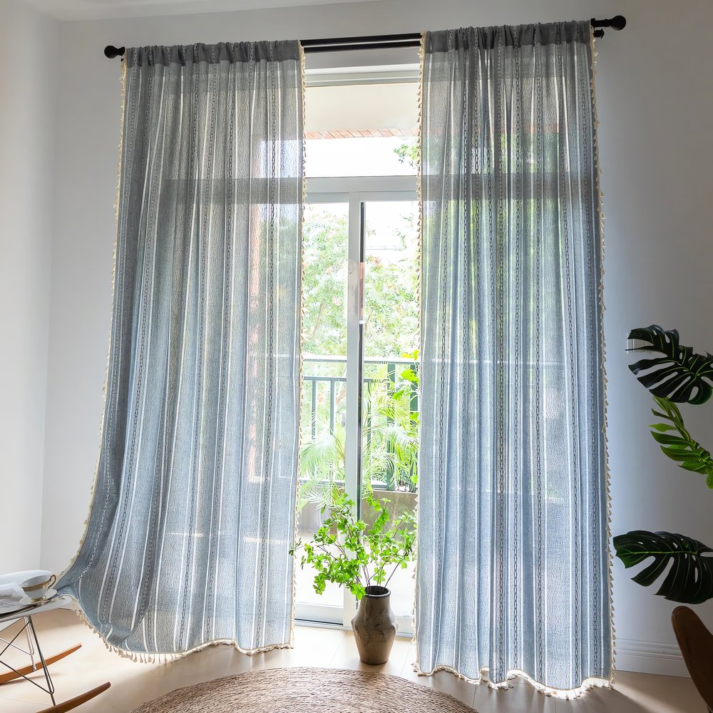 Rideaux Vintage Bleu Longueur