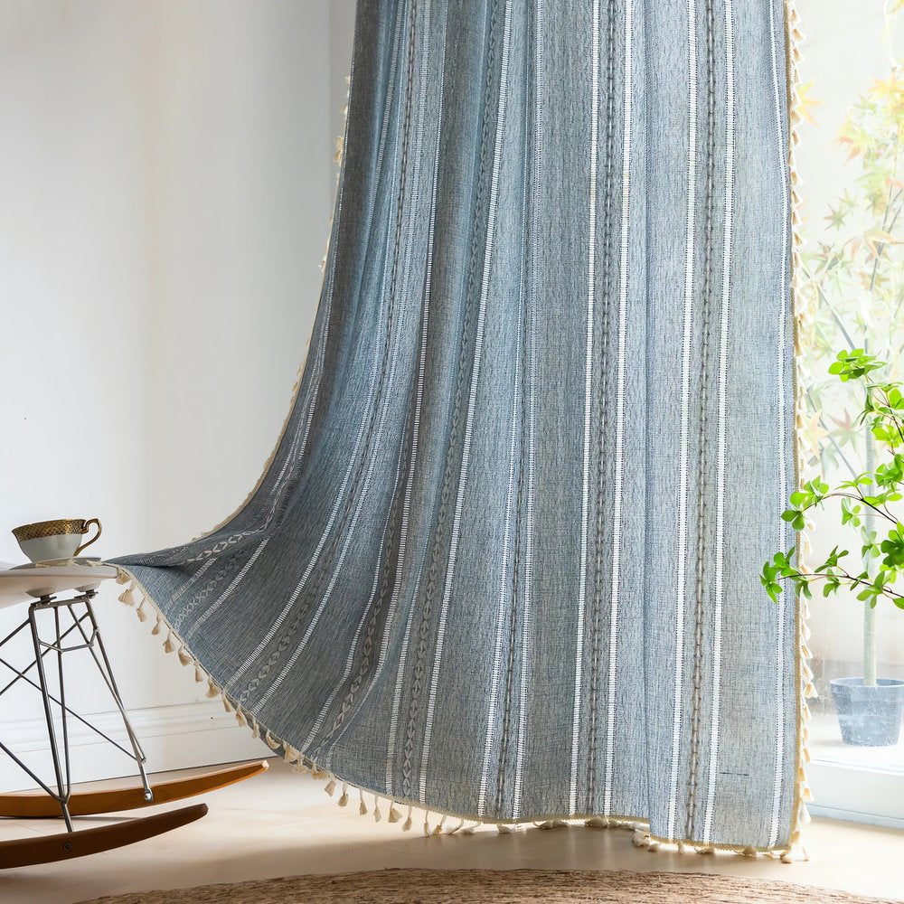 Rideaux Vintage Bleu Rayures