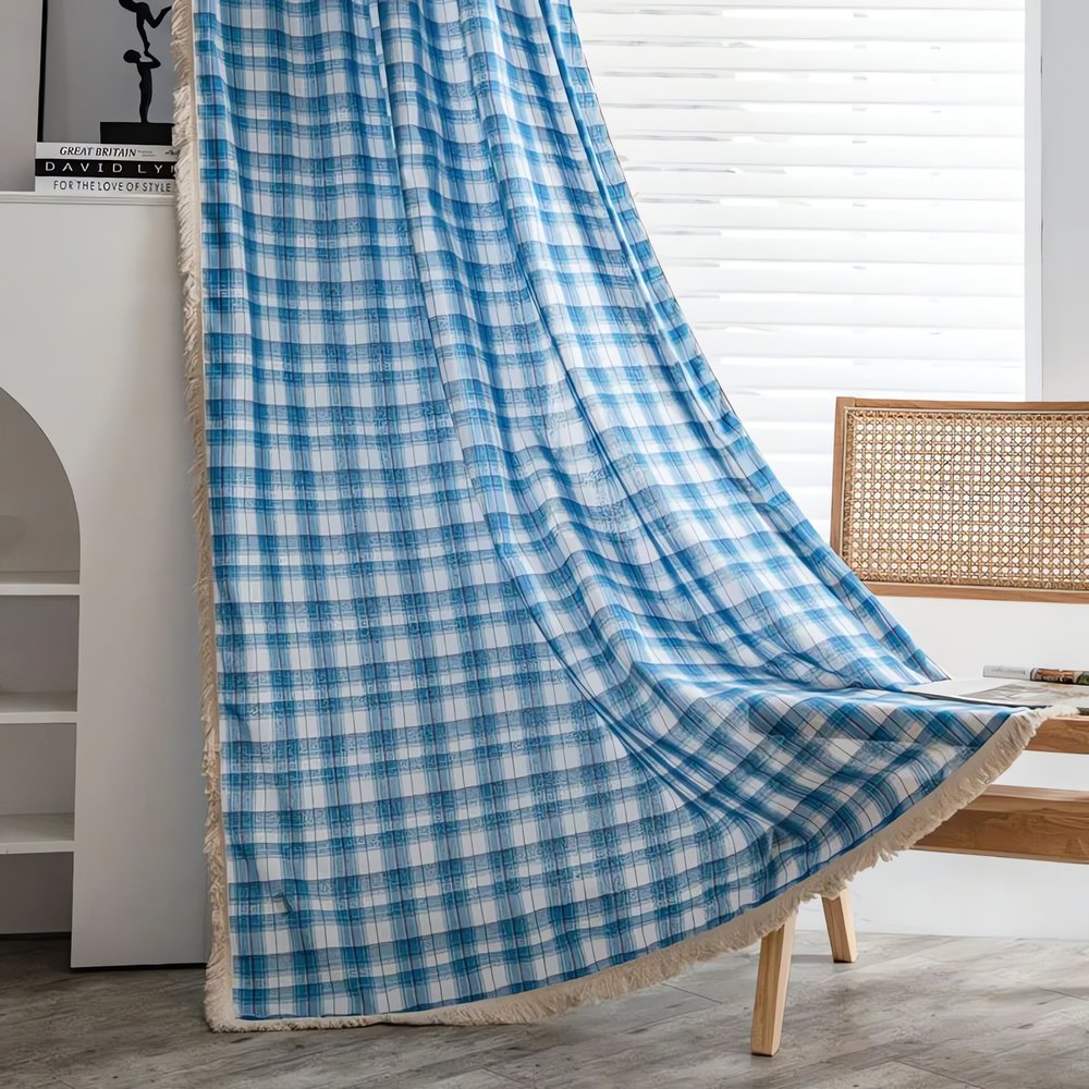 Rideaux Vintage Carreau Bleu