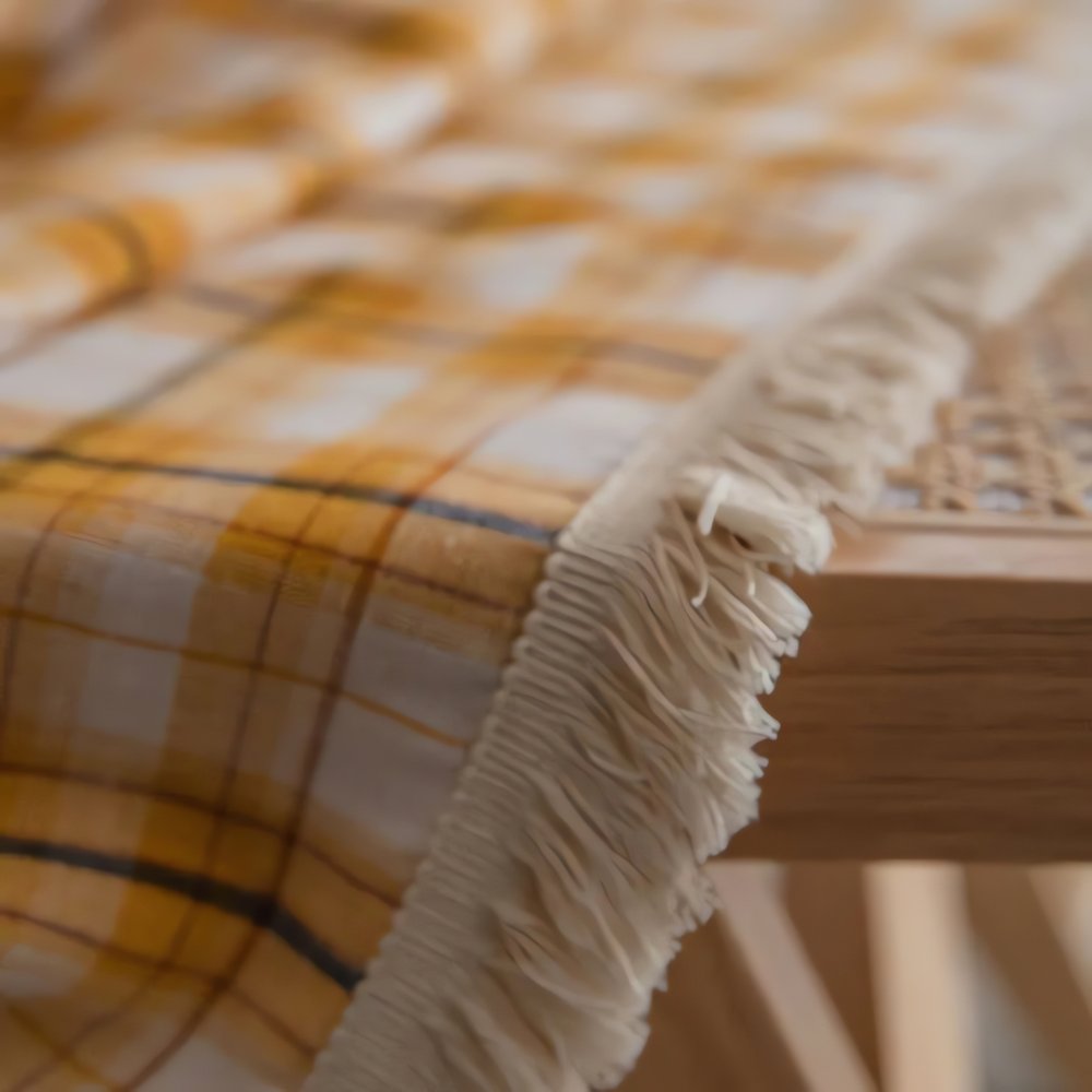 Rideaux Vintage Carreau Fringes