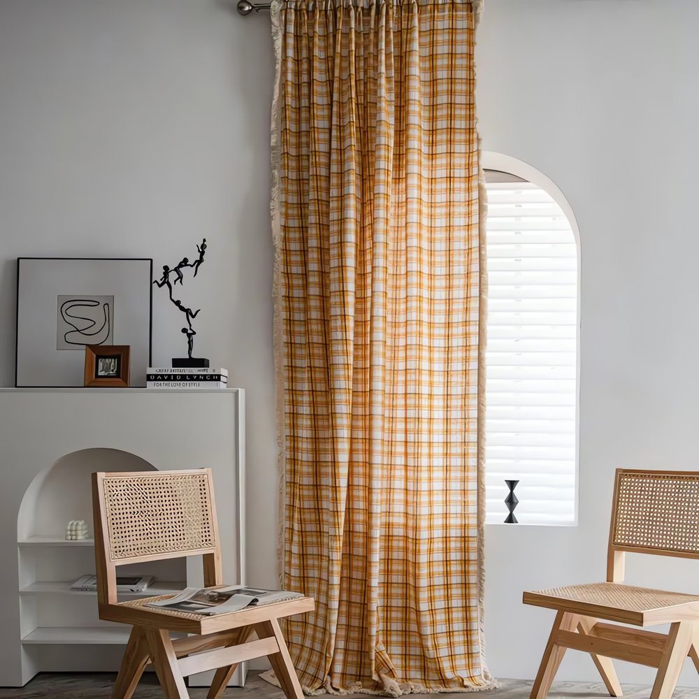 Rideaux Vintage Carreau Jaune