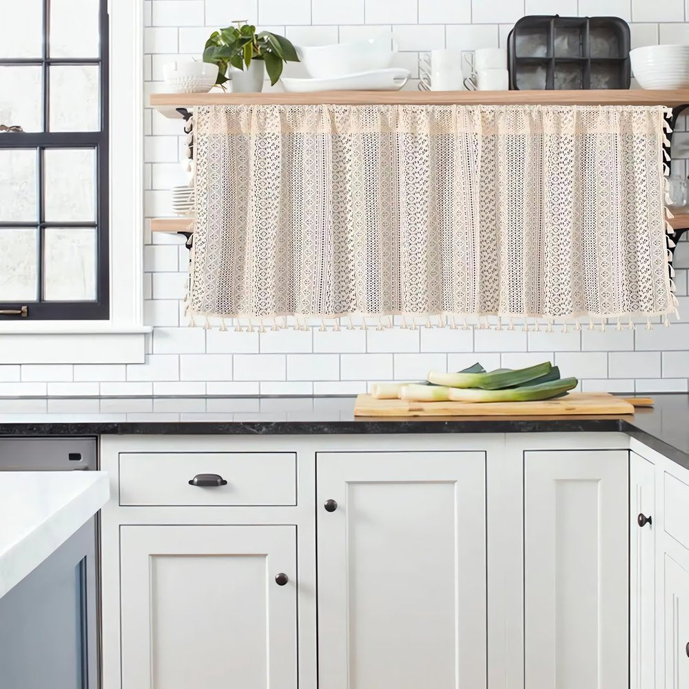 Rideaux Vintage Court Cuisine Blanc