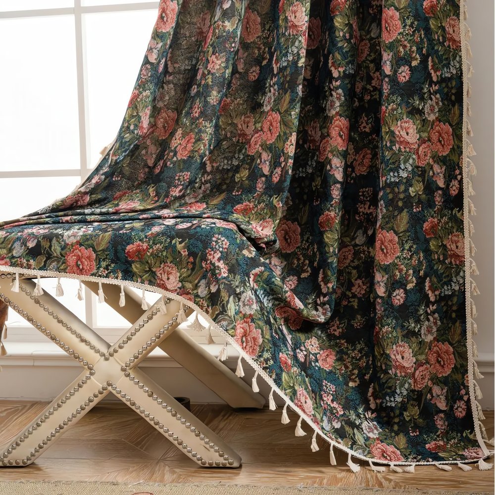 Rideaux Vintage De Salon Fleurs Colorées