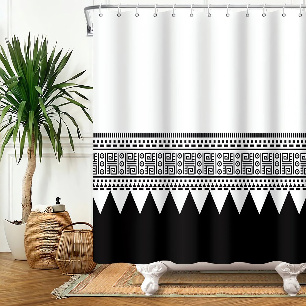 Rideaux Vintage En Plastique Géométrique Noir