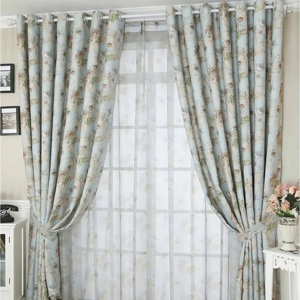 Rideaux Vintage Motif Fleurs Fenêtre