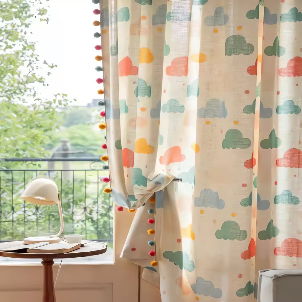 Rideaux Vintage Pour Enfant Fenêtre Printsanière Lampe