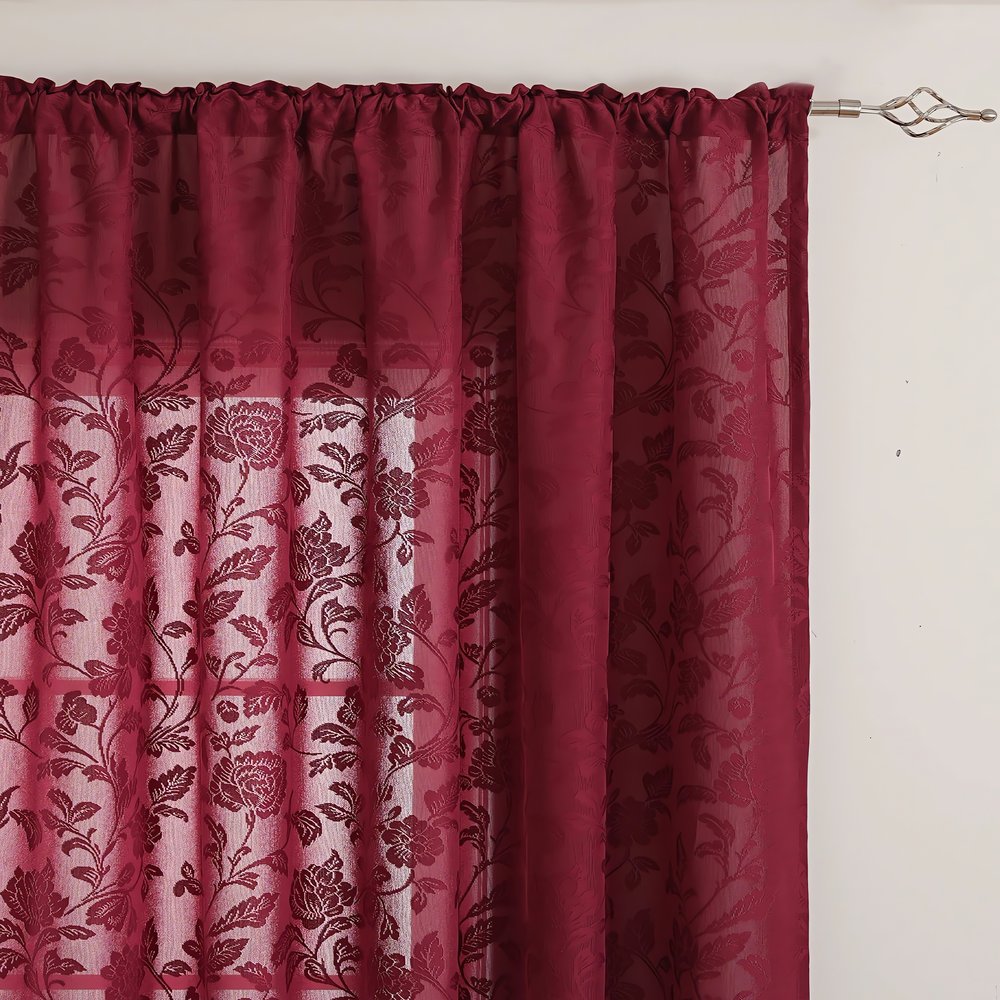 Rideaux Vintage Rouge Fenêtre