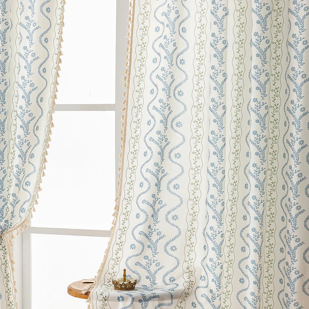 Rideaux Vintage Scandinave Douceur Bleue