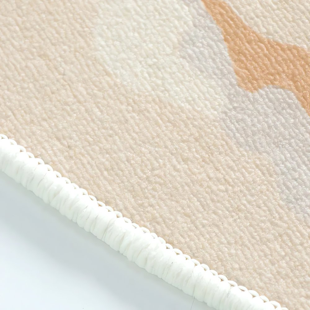 Tapis Vintage Année 60 Beige Bordure Tissée