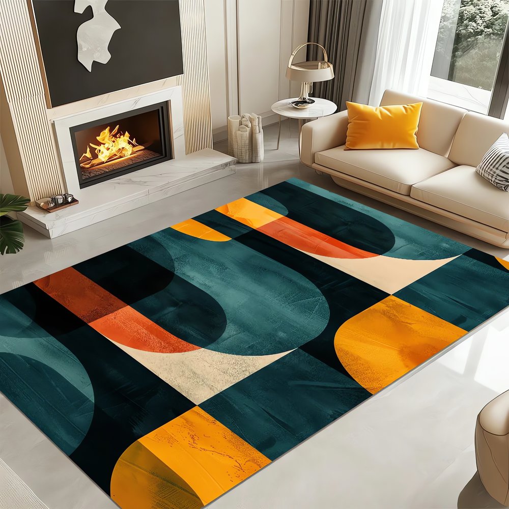 Tapis Vintage Année 70 Graphique Modernes