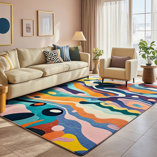 Tapis Vintage Année 80 Psychedelique Formes