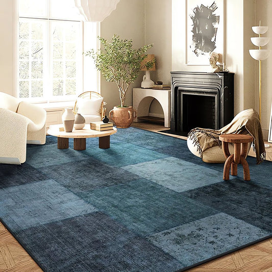 Tapis Vintage Bleu Canard Carrés