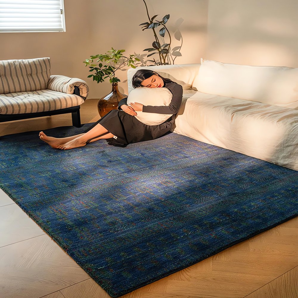 Tapis Vintage Bleu Foncé Confort Accueillant
