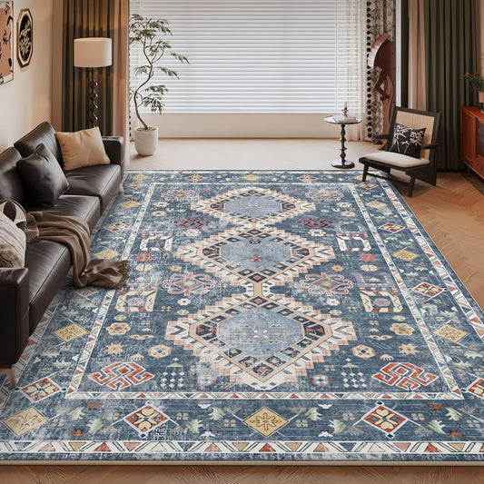 Tapis Vintage Bleu Geometrique