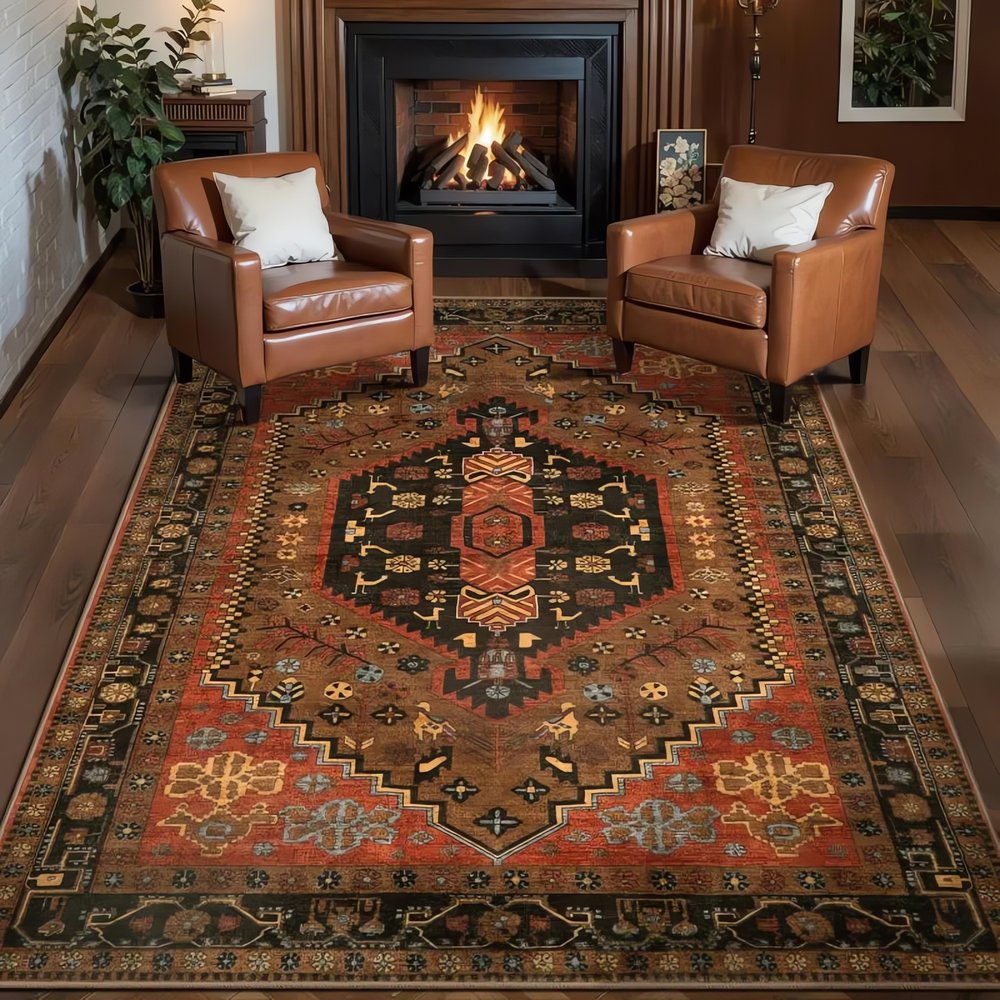 Tapis Vintage De Luxe Rouge Ethnique Chic