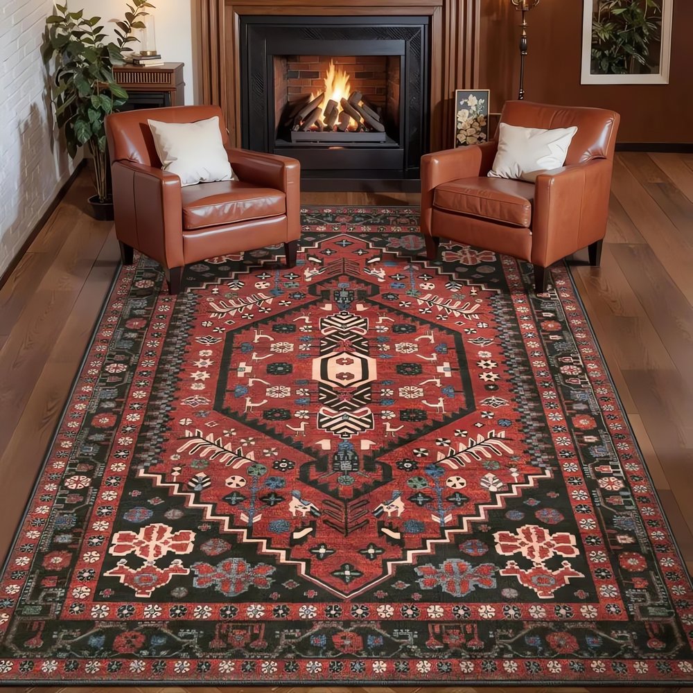 Tapis Vintage De Luxe Rouge Tradition Vivante